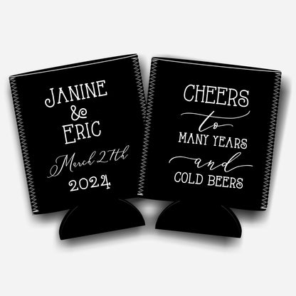 Personalized Flat-Pack Collapsible Wedding Stubby Holder / Can Cooler. Wedding Favors. Wedding Favors - Quantity of 20 - Design #21 - FREE SHIPPING