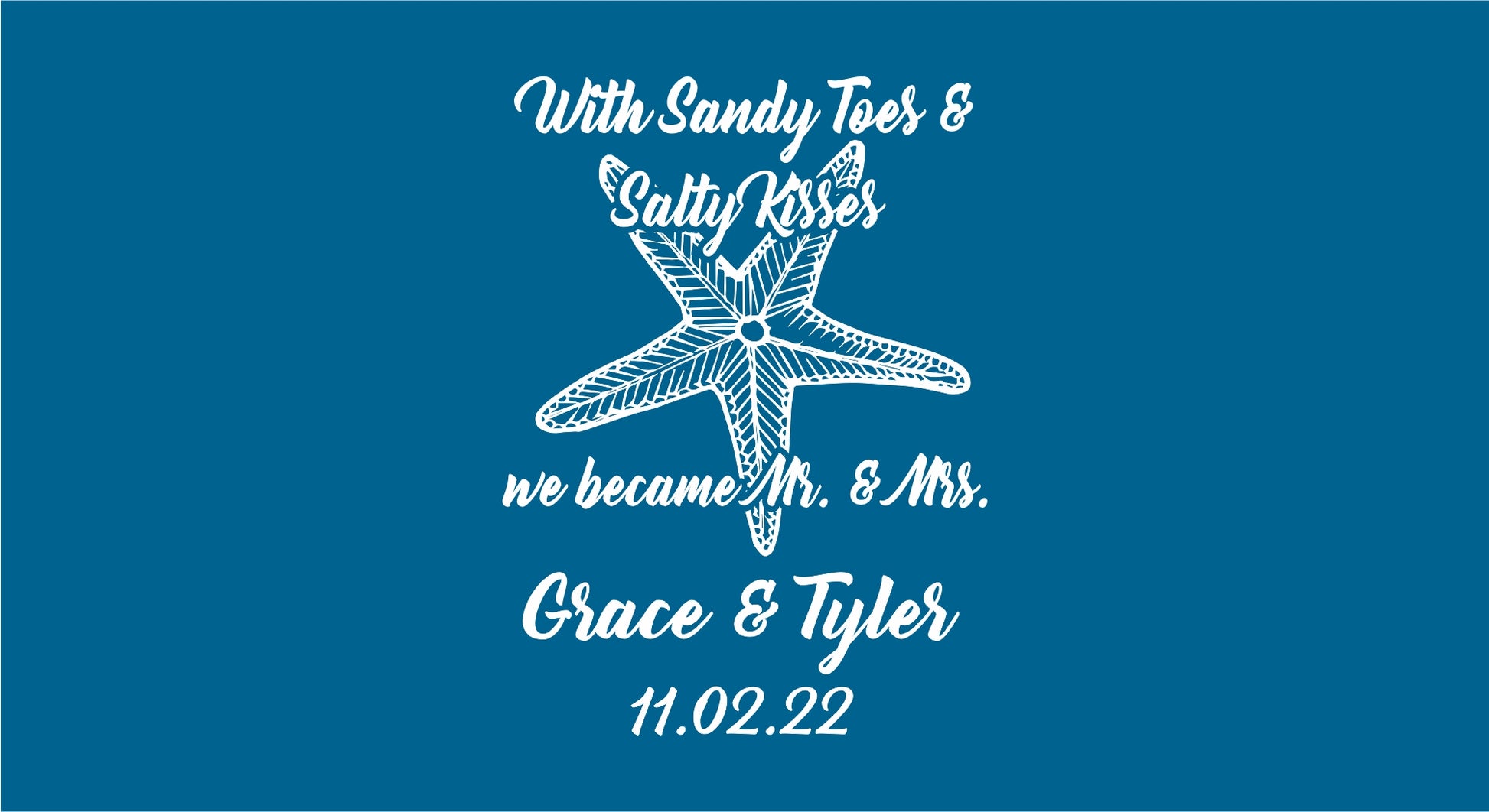 Wedding Gift Stubby Holder - Sandy toes salty kisses we becom Mr and Ms.