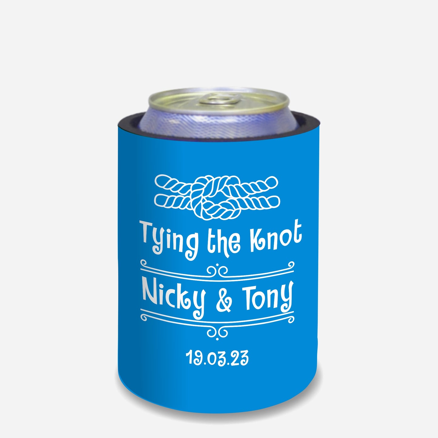 Personalized Wedding Stubby Holders. - Tying the knot. Quantity 20 - #221 - FREE EXPRESS SHIPPING