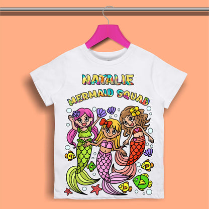 Mermaid Squad Personalised Girl's T-Shirt