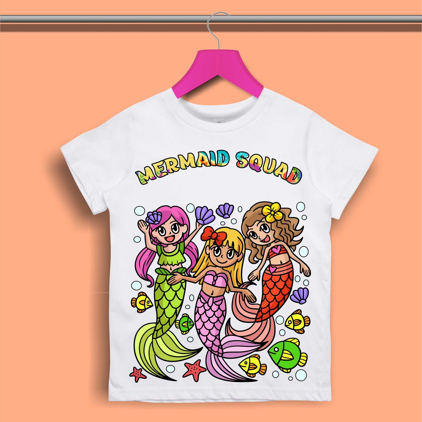 Mermaid Squad Personalised Girl's T-Shirt