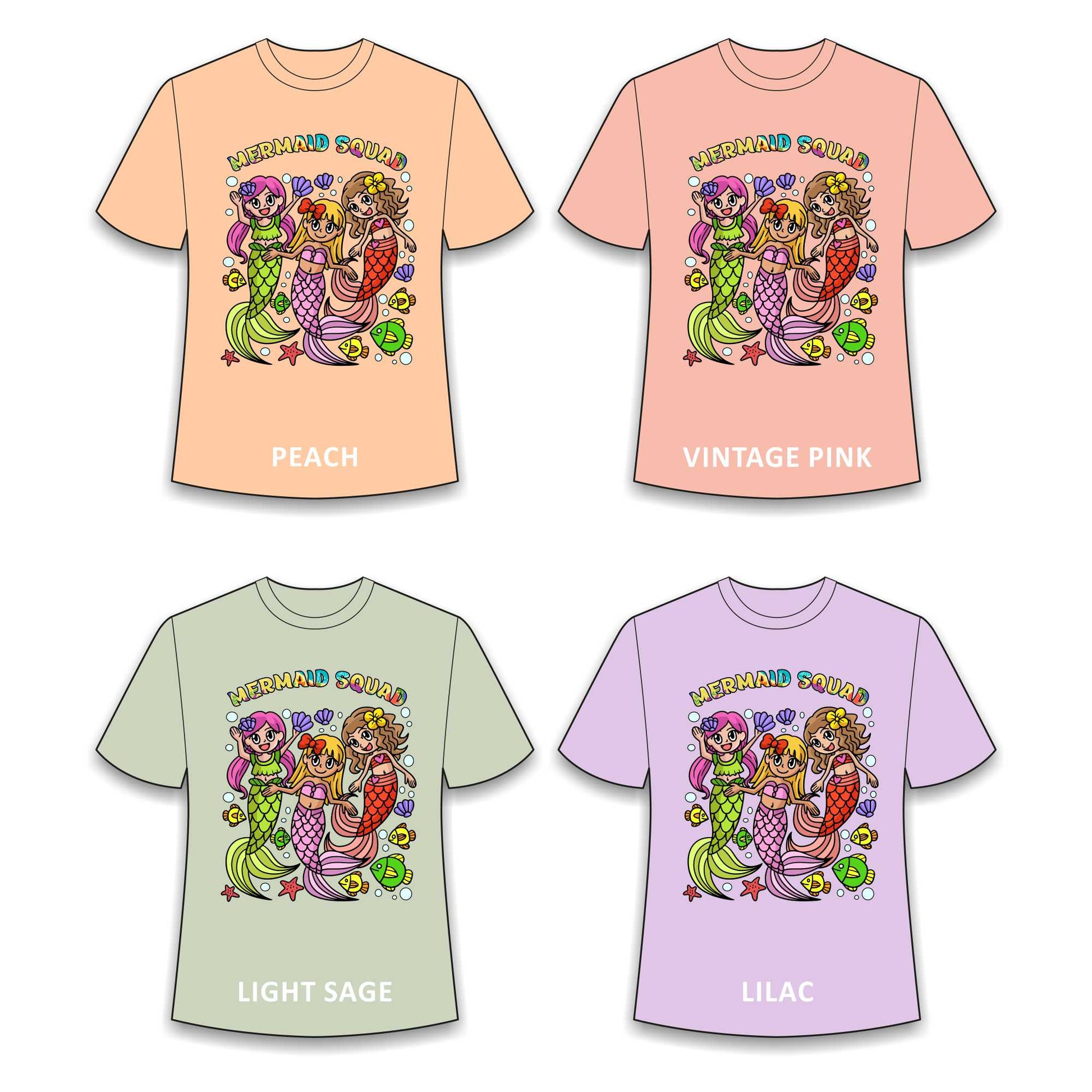 Mermaid Squad Personalised Girl's T-Shirt