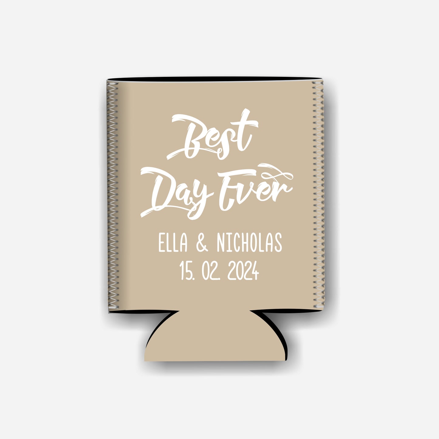 Best Day Ever. Personalized Flat-Pack Collapsible Wedding Stubby Holders / Can Cooler. Wedding Favors. - Quantity of 20 - Design #22 - FREE SHIPPING