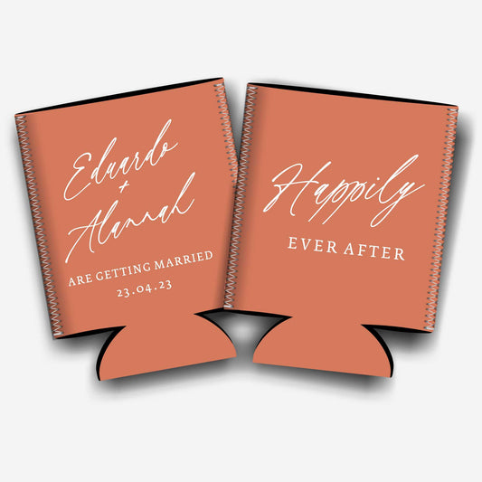 Colapsible flat-pack stubby holders wedding