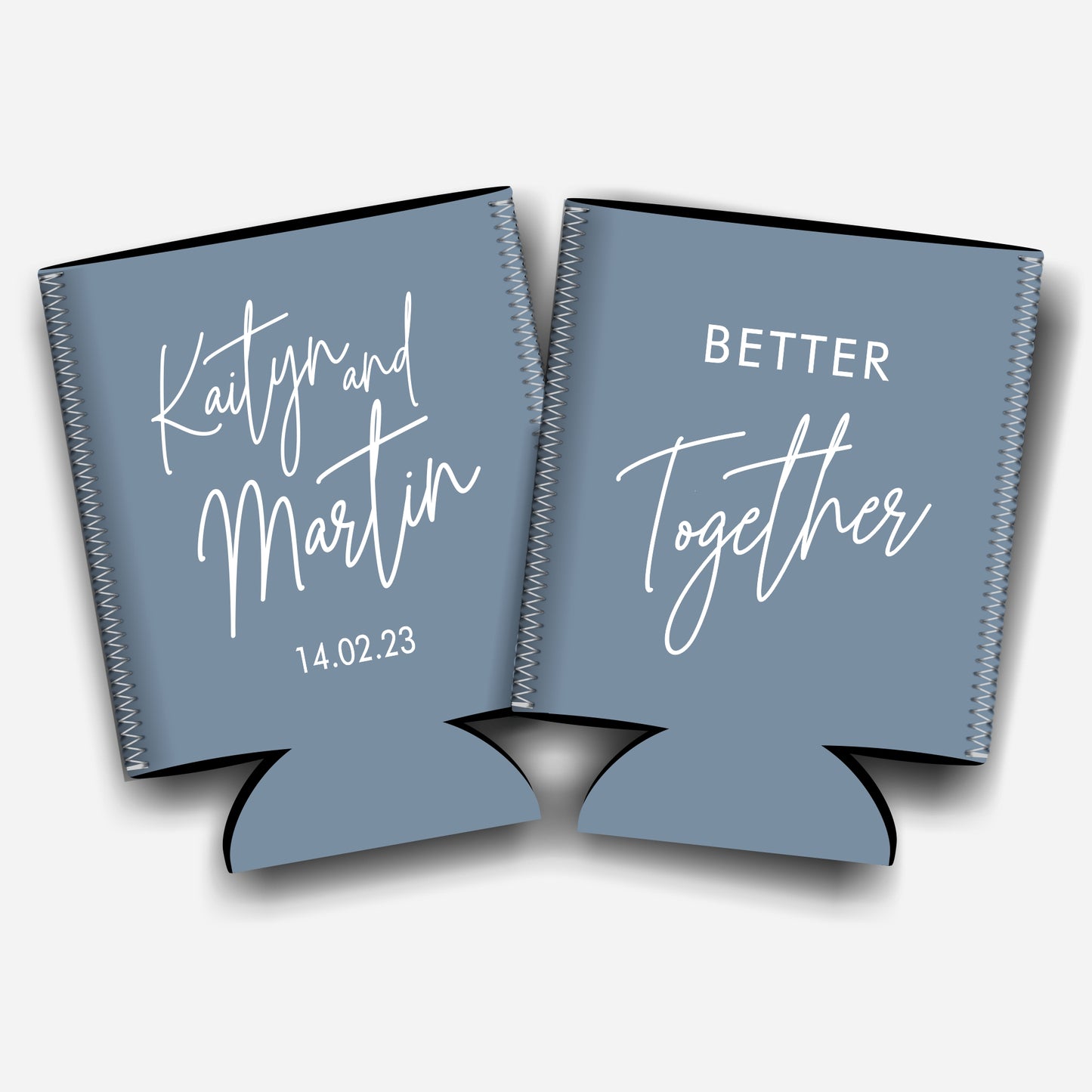 Cheers to Mr. & Mrs. Personalized Flat-Pack Collapsible Wedding Stubby Holder / Can Cooler Wedding Favors - Quantity of 20 - Design #232 - FREE SHIPPING