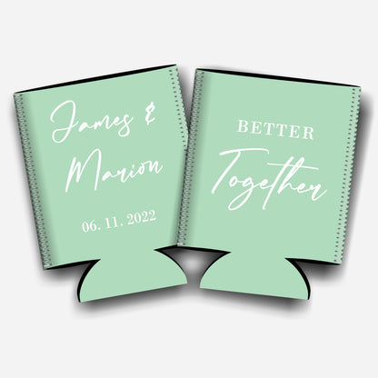 Cheers to Mr. and Mrs. Personalized Flat-Pack Collapsible Wedding Stubby Holders / Can Cooler Wedding Favors. - Quantity of 20 - Design #233 - FREE SHIPPING