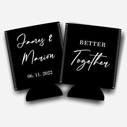 Cheers to Mr. and Mrs. Personalized Flat-Pack Collapsible Wedding Stubby Holders / Can Cooler Wedding Favors. - Quantity of 20 - Design #233 - FREE SHIPPING