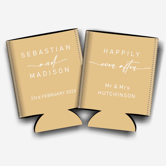 Colapsible flat-pack stubby holders wedding