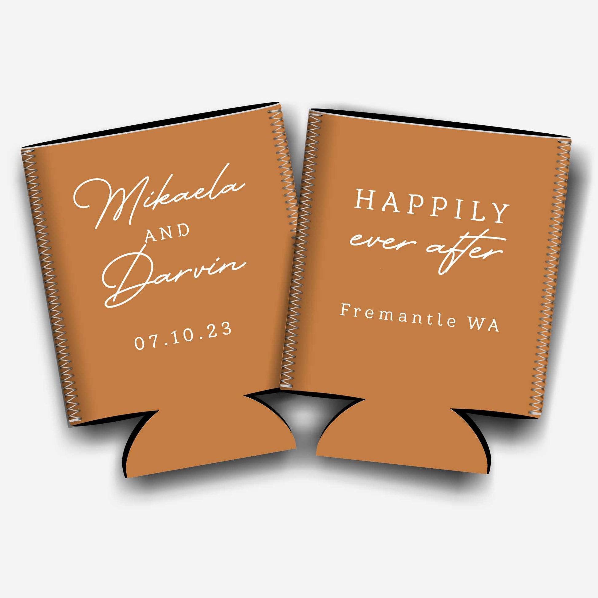 Colapsible flat-pack stubby holders wedding