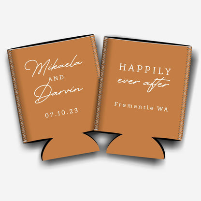 Colapsible flat-pack stubby holders wedding