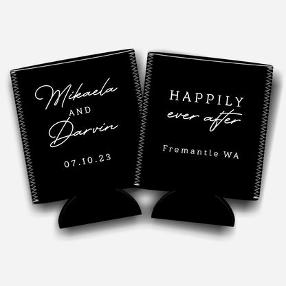 Bubbles and Brews Personalized Flat-Pack Collapsible Wedding Stubby Holders / Can Cooler. Wedding Favors. - Quantity of 20 - Design #238 - FREE SHIPPING