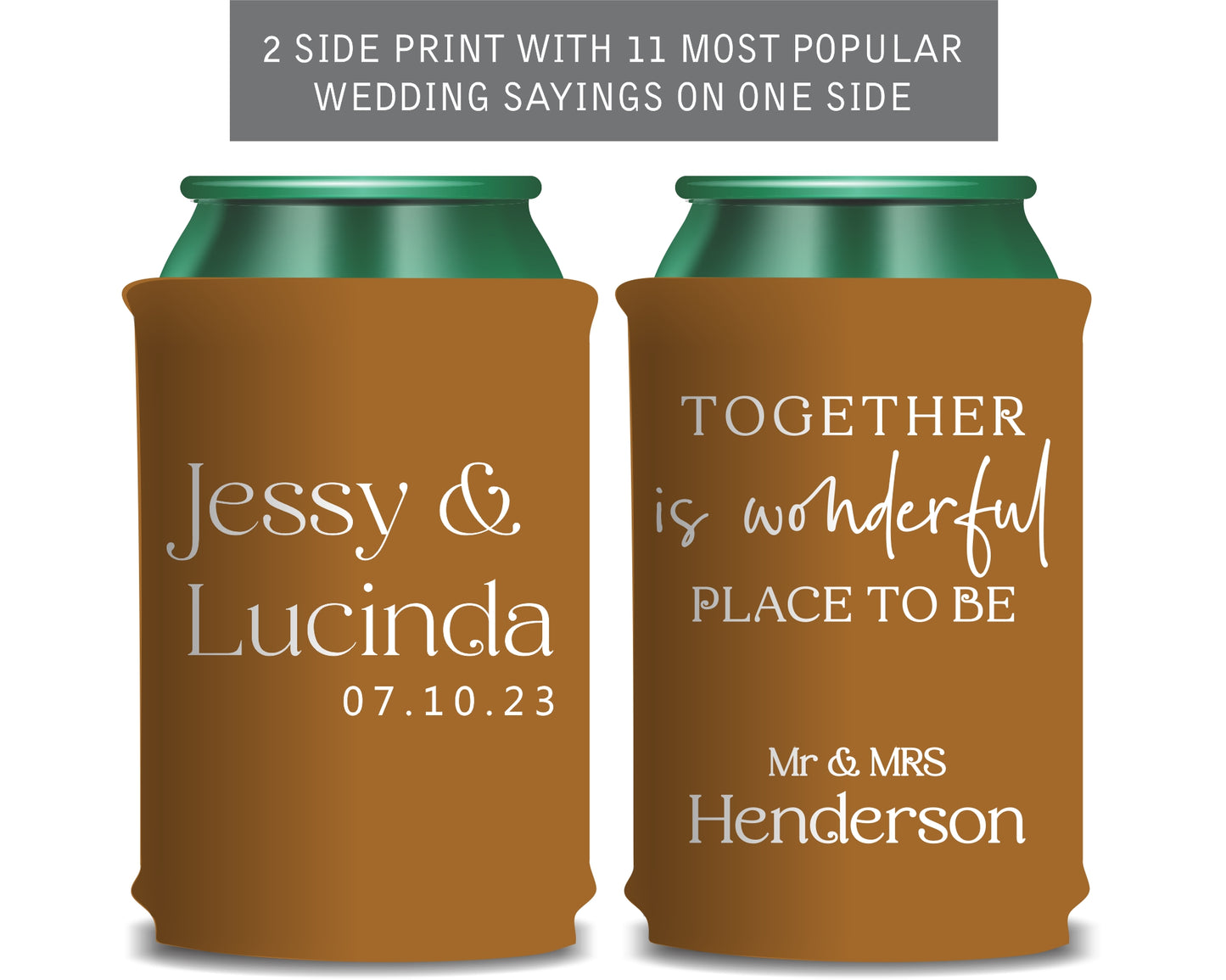 0 239 Flat-Pack Collapsible Wedding Stubby Holder / Can Cooler - Quantity of 20 - #239