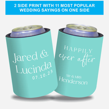 Personalized Wedding Stubby Holders with 11 most popular wedding sayings. Quantity 20 - #239 - FREE EXPRESS SHIPPING.