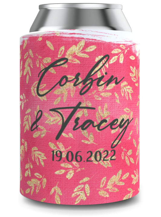 Full Colour Floral Wedding Stubby Holder / Can Cooler - Quantity of 20 - Design 23