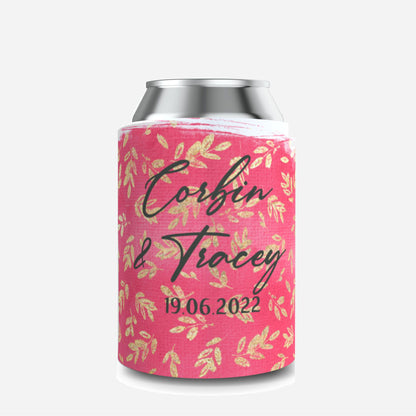 Full Colour Floral Wedding Stubby Holder / Can Cooler - Quantity of 20 - Design 23