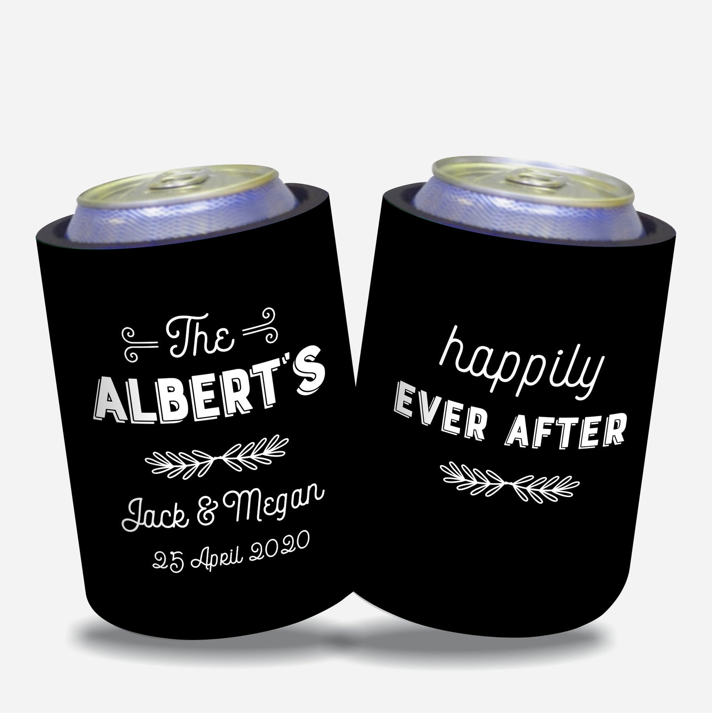 Personalized Wedding Stubby Holders with 11 most popular wedding sayings. Quantity 20 - #240 - FREE EXPRESS SHIPPING.