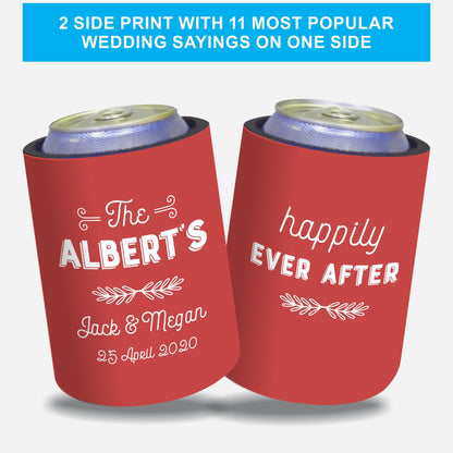 Personalized Wedding Stubby Holders with 11 most popular wedding sayings. Quantity 20 - #240 - FREE EXPRESS SHIPPING.