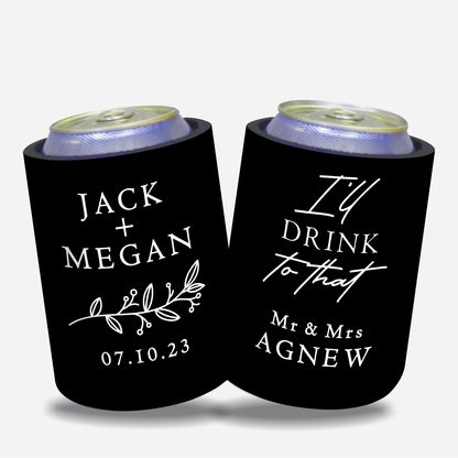 Personalized Wedding Stubby Holders - Quantity 20 - #242 - FREE EXPRESS SHIPPING.