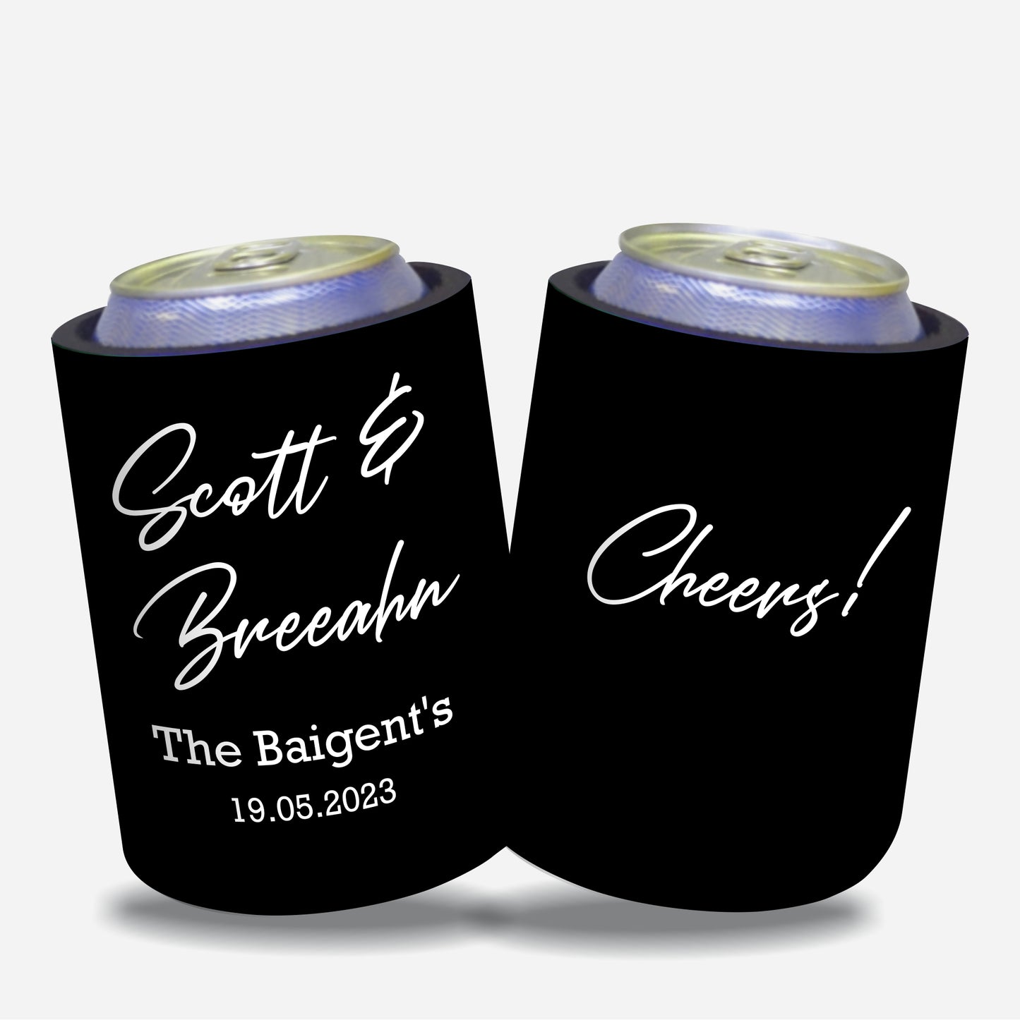 Personalized Wedding Stubby Holders with 11 most popular wedding sayings. Quantity 20 - #243 - FREE EXPRESS SHIPPING.