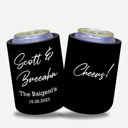 Personalized Wedding Stubby Holders with 11 most popular wedding sayings. Quantity 20 - #243 - FREE EXPRESS SHIPPING.