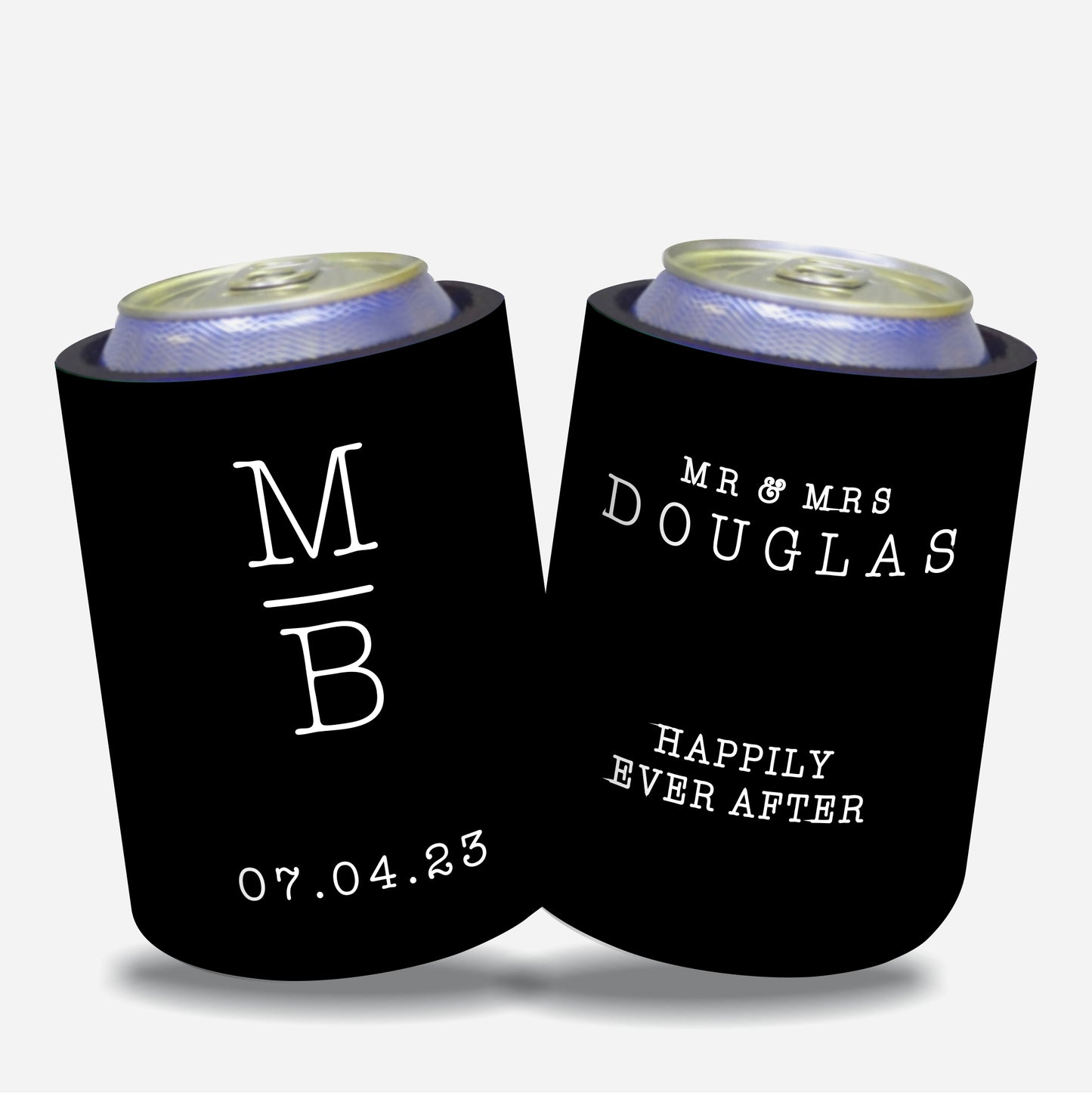 Personalized Wedding Stubby Holders with 11 most popular wedding sayings. Quantity 20 - #244 - FREE EXPRESS SHIPPING.