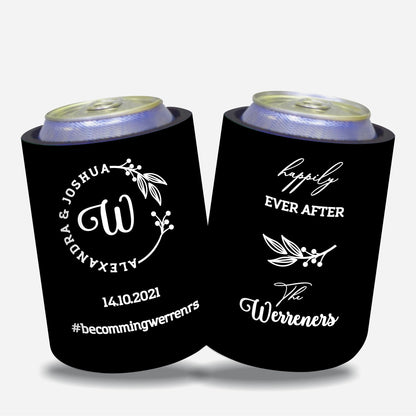 Personalized Wedding Stubby Holder with 11 most popular wedding sayings. Quantity 20 - #248 - FREE EXPRESS SHIPPING.