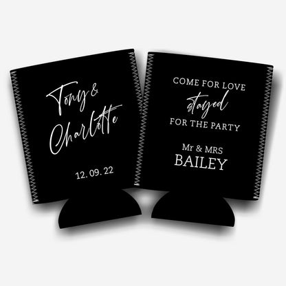 Colapsible flat-pack stubby holders wedding