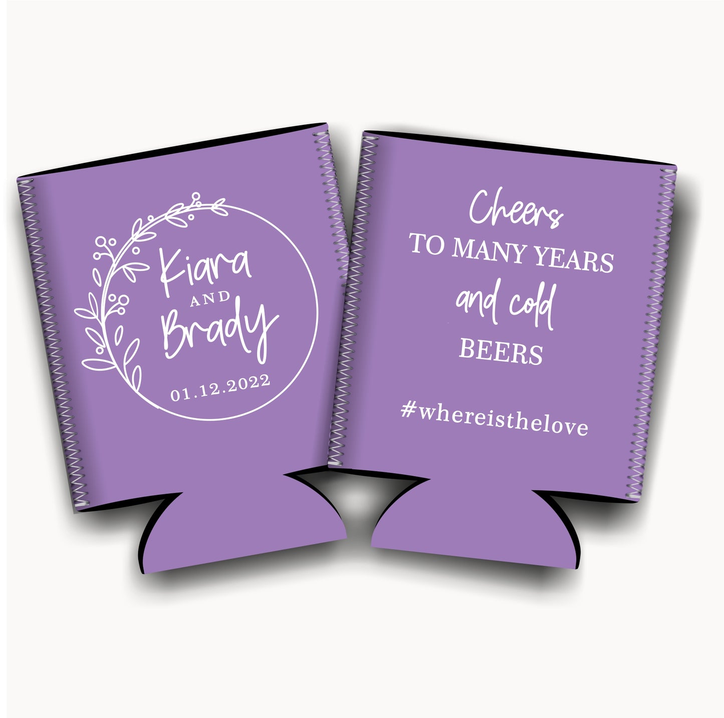 Cheers to many years. Personalized Flat-Pack Collapsible Wedding Stubby Holders / Can Cooler. Wedding Favors. - Quantity of 20 - Design #250 - FREE SHIPPING