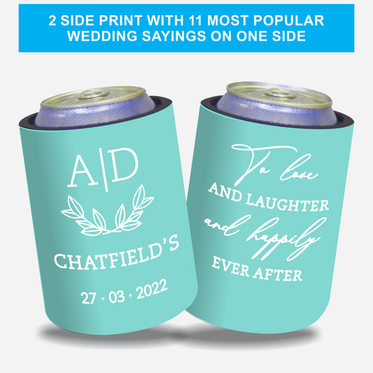 Personalized Wedding Stubby Holders with 11 most popular wedding sayings. Quantity 20 -# 251 - FREE EXPRESS SHIPPING.