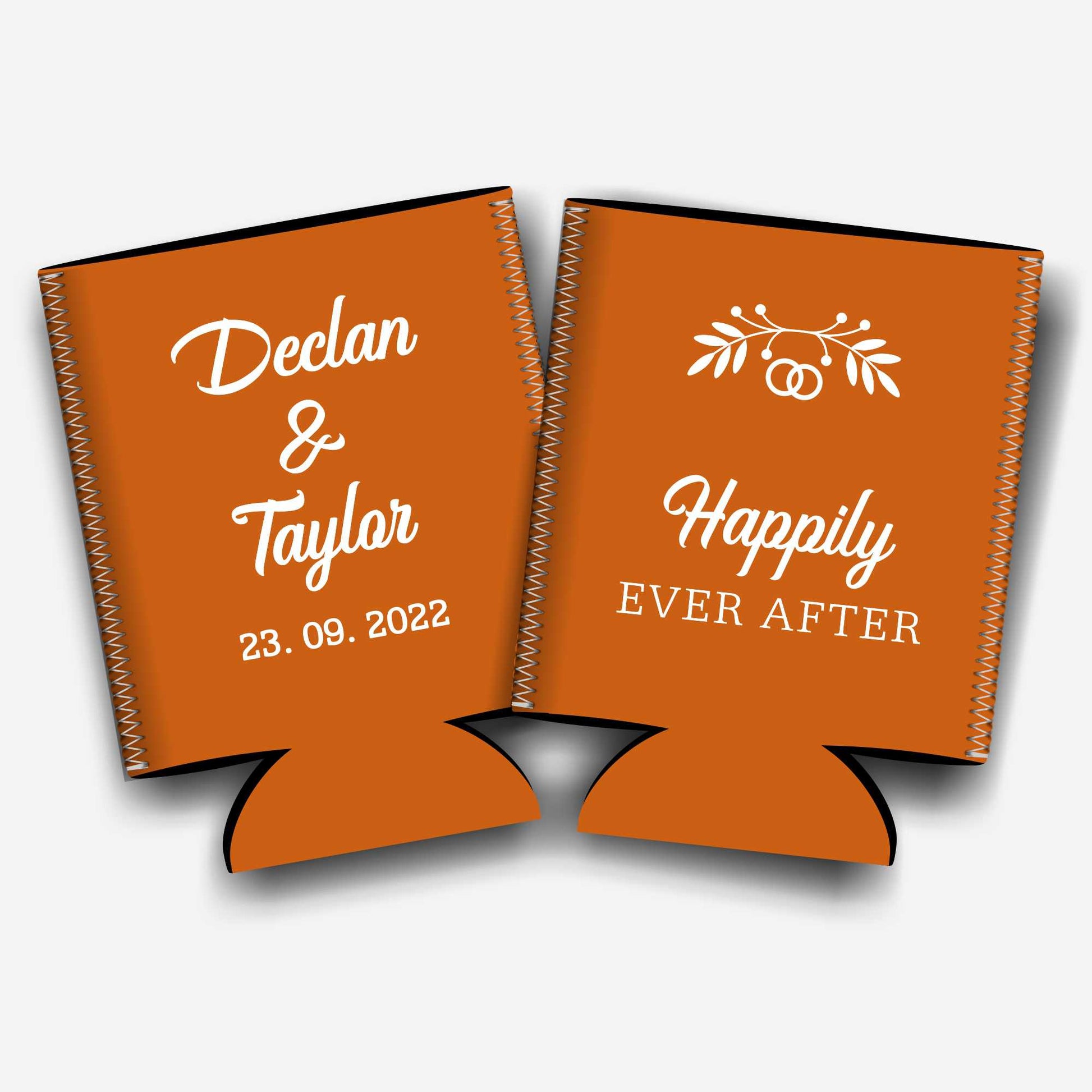 Colapsible flat-pack stubby holders wedding