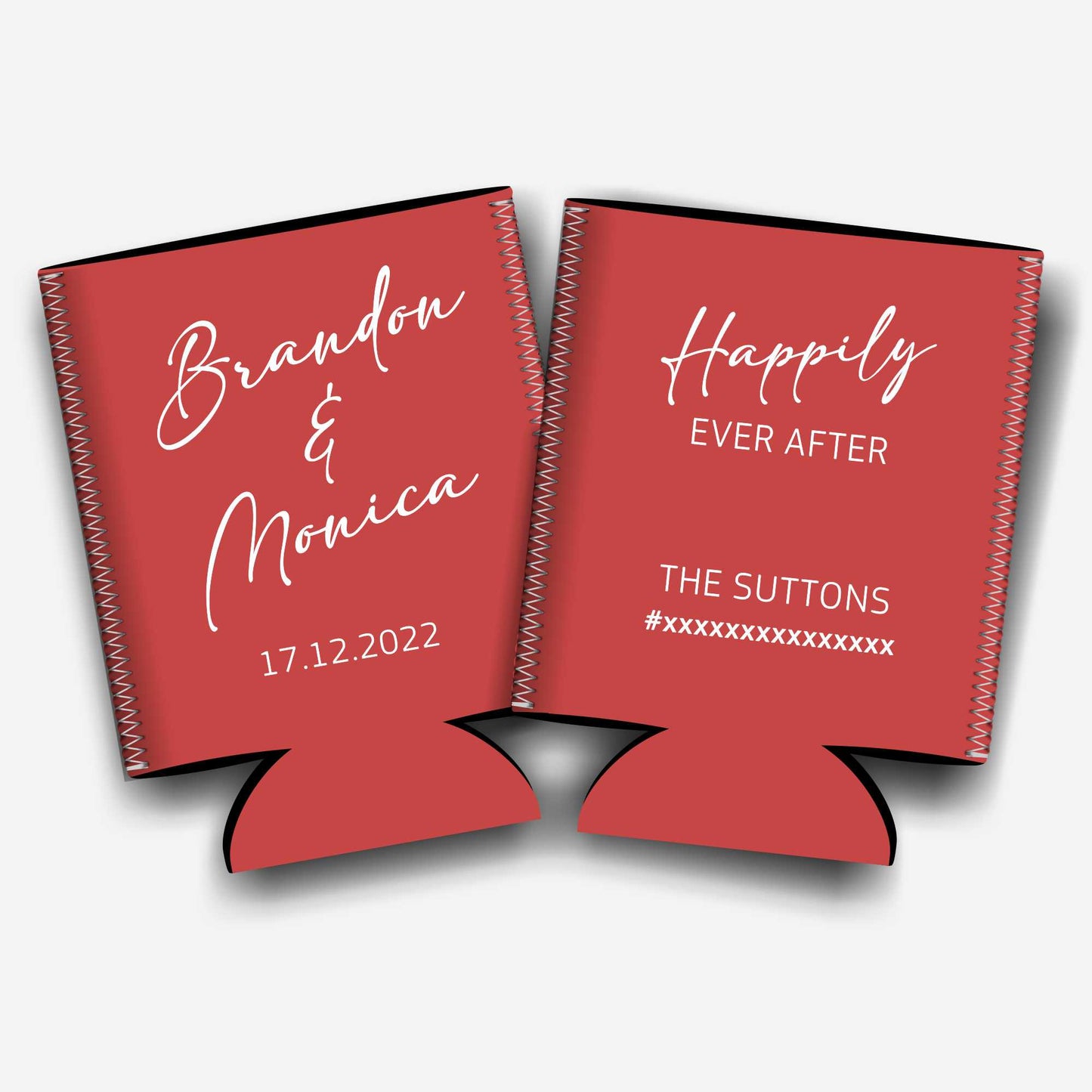 Colapsible flat-pack stubby holders wedding