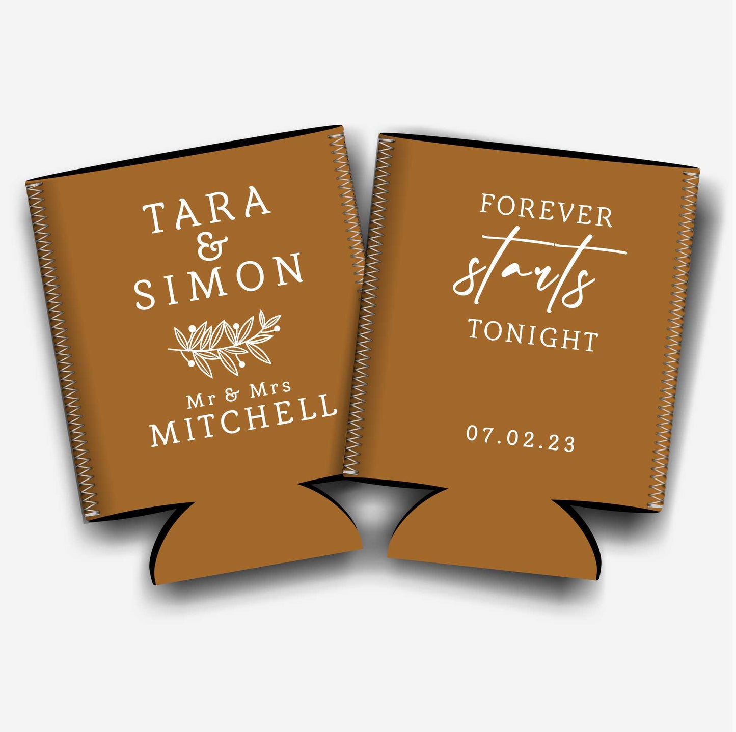 Colapsible flat-pack stubby holders wedding