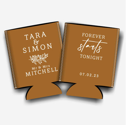 Colapsible flat-pack stubby holders wedding