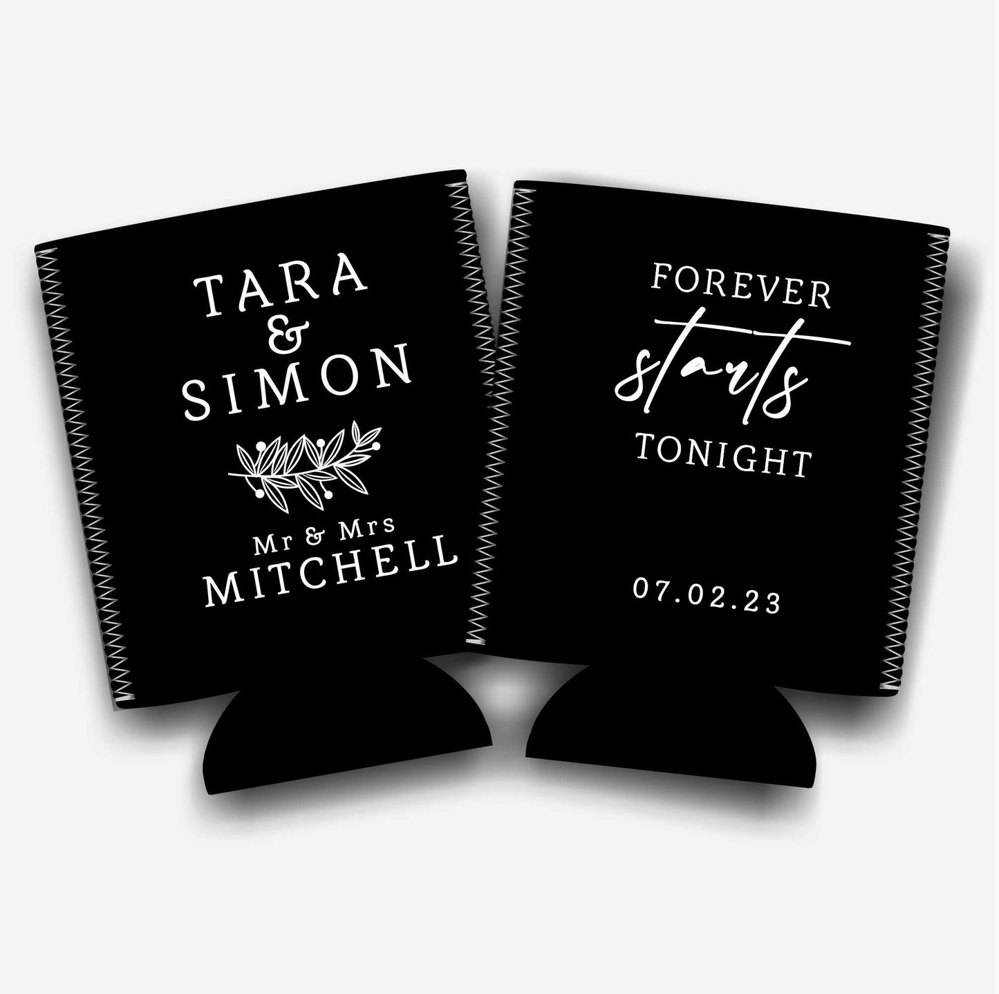 Colapsible flat-pack stubby holders wedding