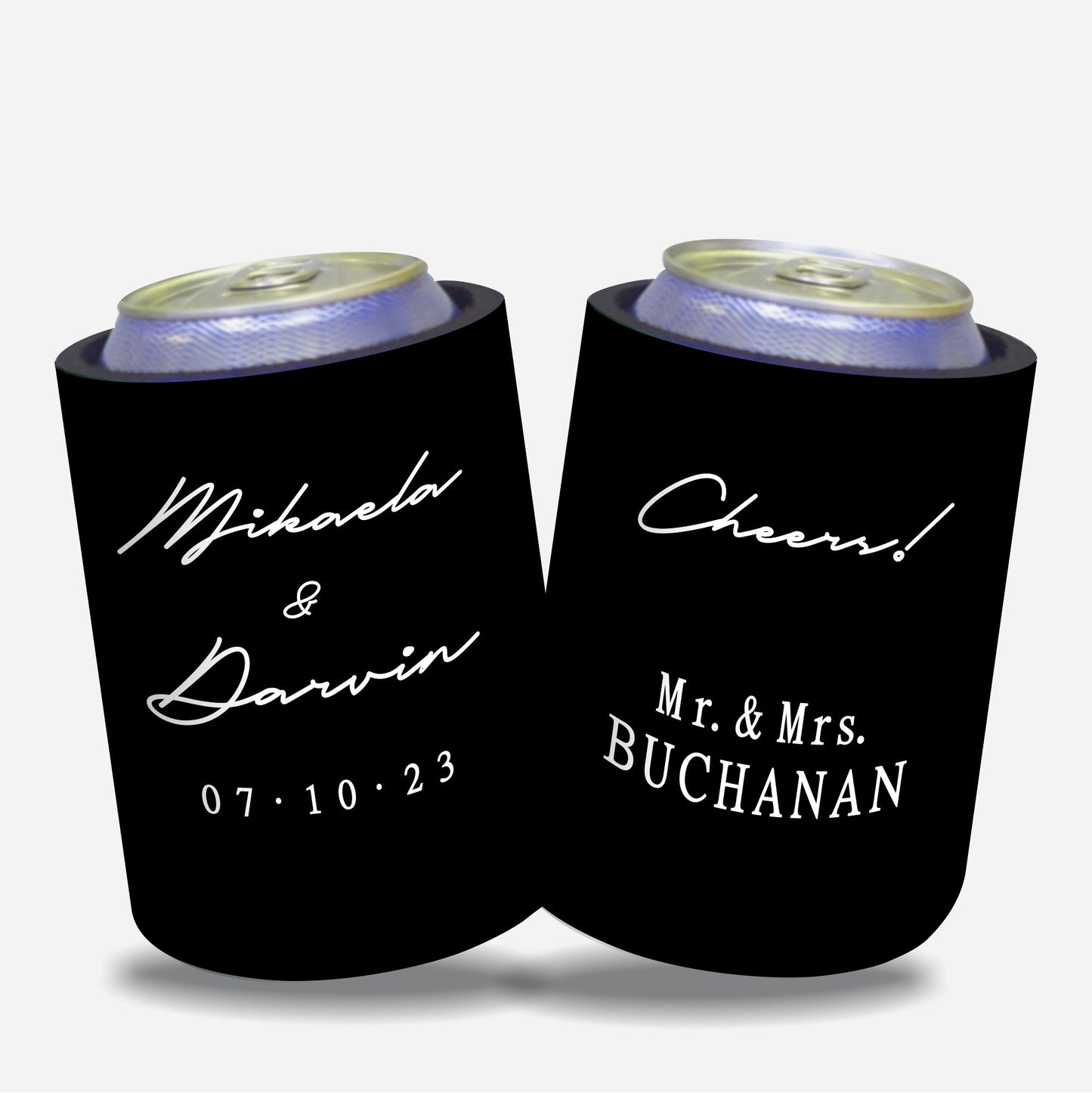 Personalized Wedding Stubby Holders with 11 most popular wedding sayings. Quantity 20 -# 255 - FREE EXPRESS SHIPPING.