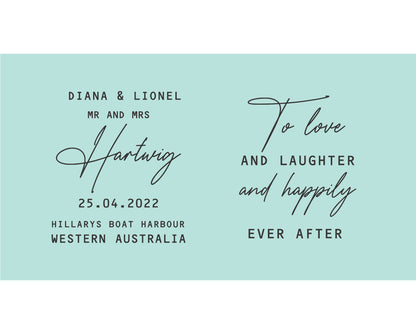 Personalised Wedding Stubby Holder  - Quantity 20 - DESIGN 258 - FREE EXPRESS SHIPPING.