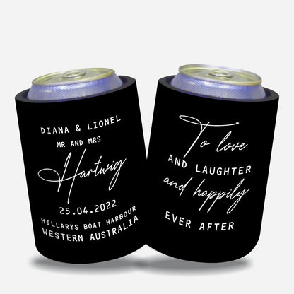 Personalised Wedding Stubby Holder  - Quantity 20 - DESIGN 258 - FREE EXPRESS SHIPPING.