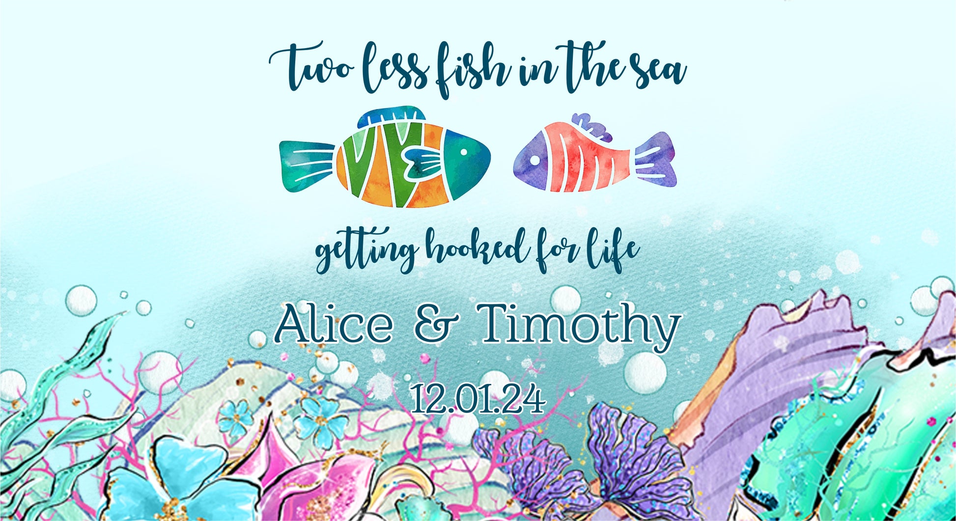 Full Colour Two fish less in the sea Wedding Stubby Holder 