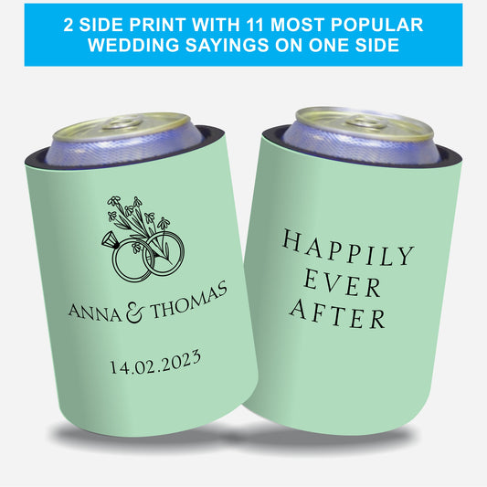 Personalised Wedding Stubby Holders - Quantity 20 - #261 - FREE EXPRESS SHIPPING.