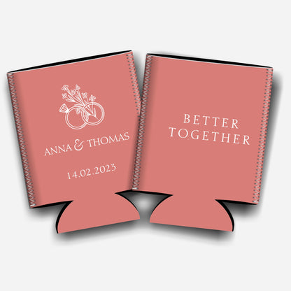 Better Together. Personalized Flat-Pack Collapsible Wedding Stubby Holders / Can Cooler. Wedding Favors. - Quantity of 20 - Design #261 - FREE SHIPPING