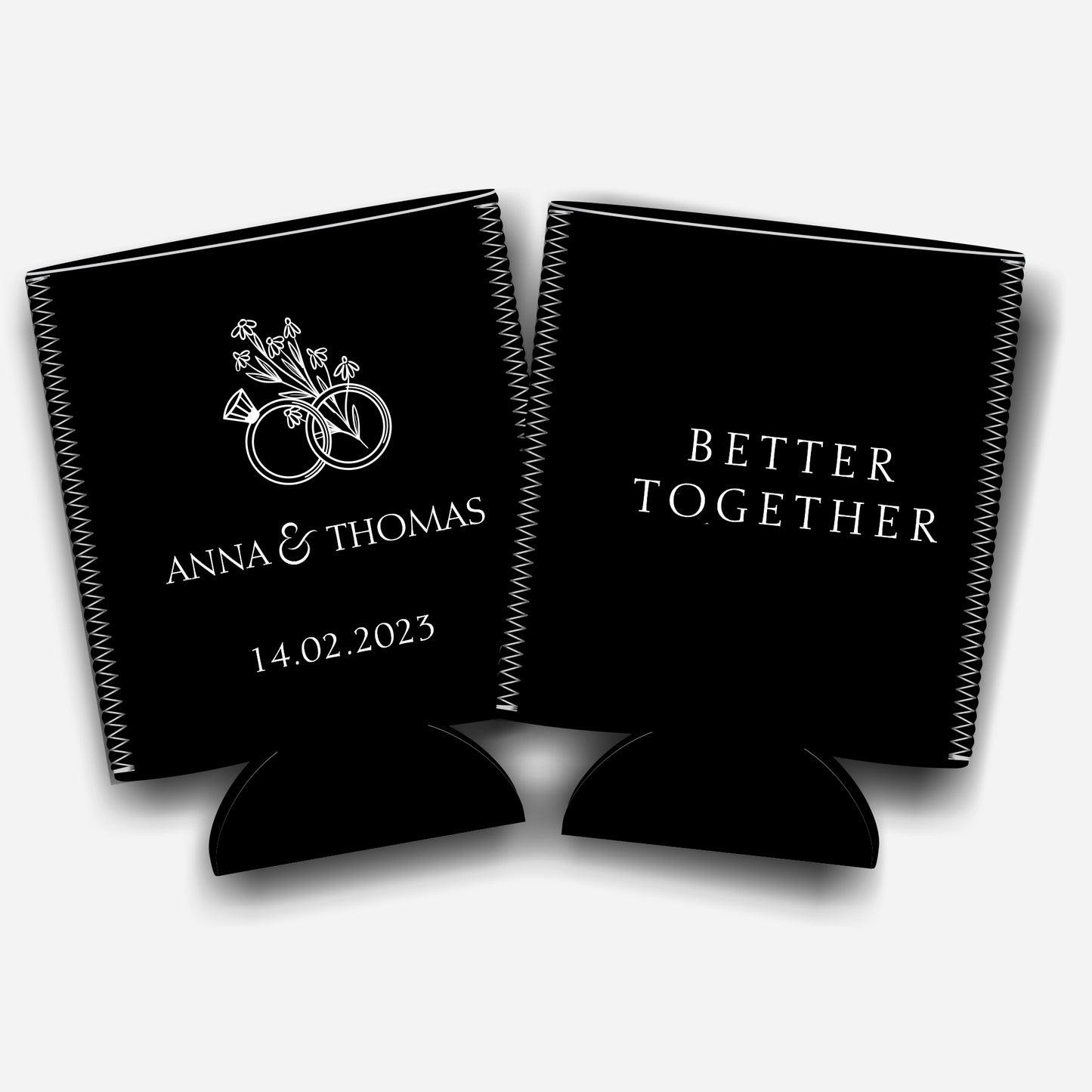 Better Together. Personalized Flat-Pack Collapsible Wedding Stubby Holders / Can Cooler. Wedding Favors. - Quantity of 20 - Design #261 - FREE SHIPPING