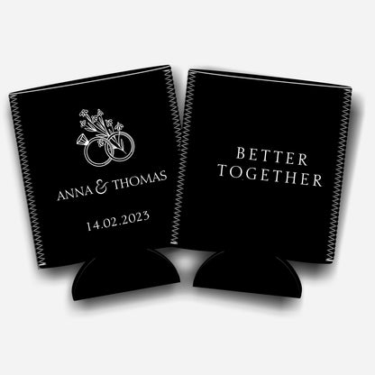 Better Together. Personalized Flat-Pack Collapsible Wedding Stubby Holders / Can Cooler. Wedding Favors. - Quantity of 20 - Design #261 - FREE SHIPPING