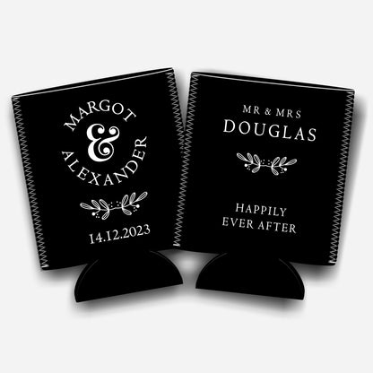 Personalized Flat-Pack Collapsible Wedding Stubby Holders / Can Cooler. Wedding Favors. - Quantity of 20 - Design #26 - FREE SHIPPING