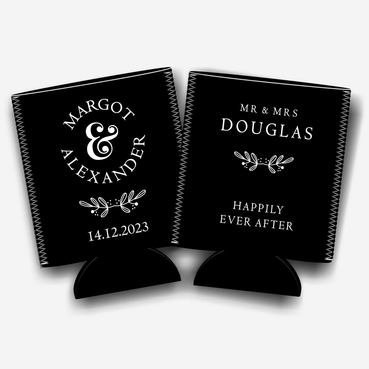 Colapsible flat-pack stubby holders wedding