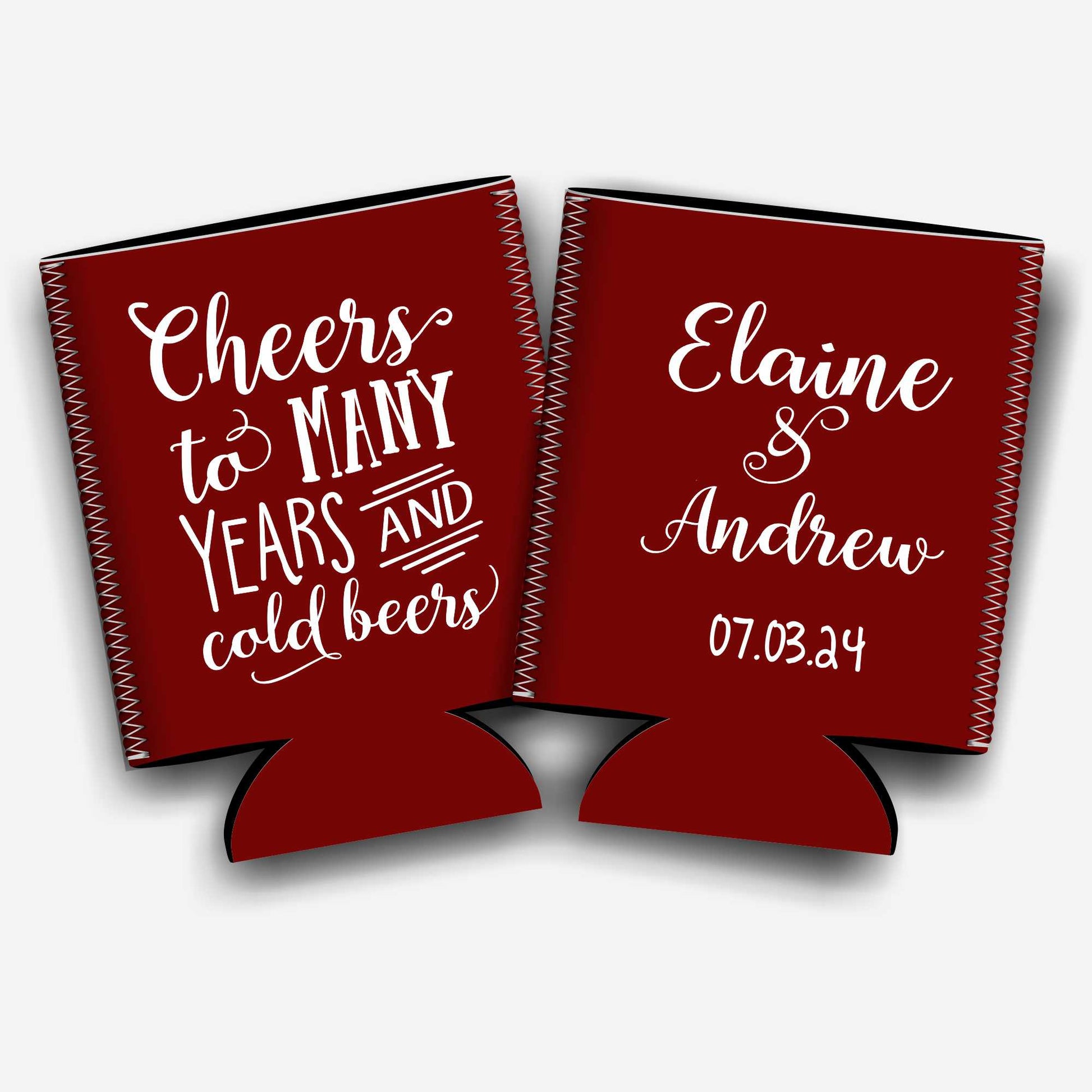 Colapsible flat-pack stubby holders wedding