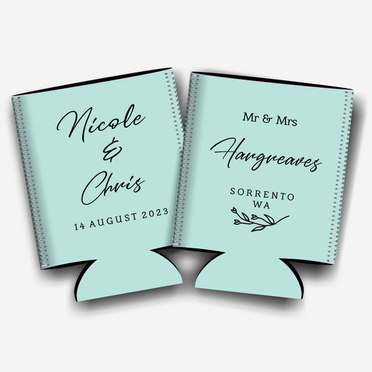 Colapsible flat-pack stubby holders wedding