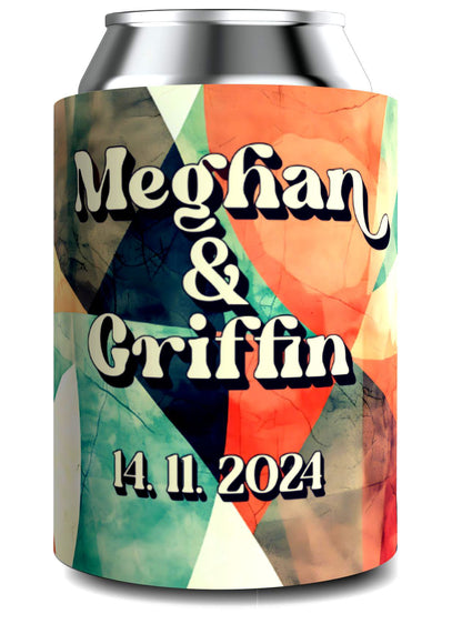 Full Colour Retro Wedding Stubby Holder / Can Cooler  - Quantity of 20 - Design 2