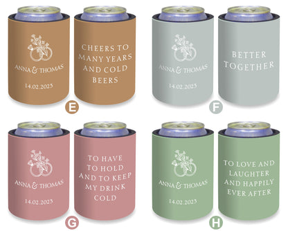 Personalised Wedding Stubby Holders - Quantity 20 - #261 - FREE EXPRESS SHIPPING.