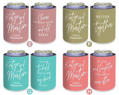 Personalised Wedding Stubby Holder with 11 most popular wedding sayings. - #232 - Quantity 20 - FREE SHIPPING.