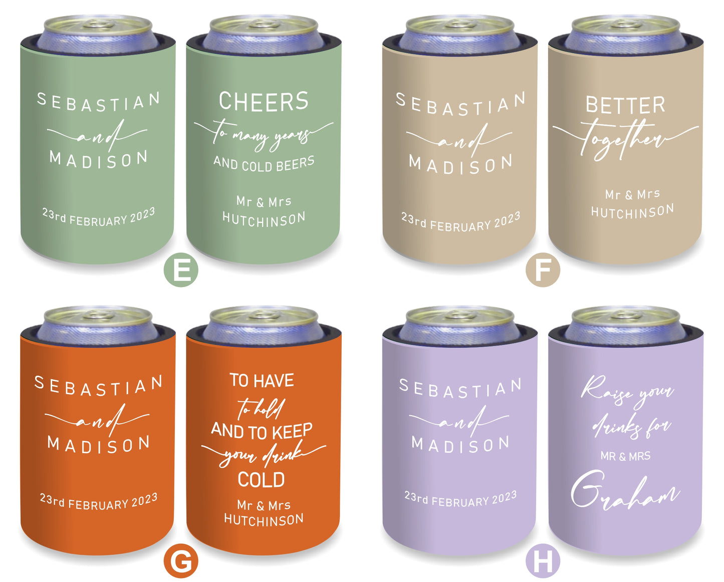 Copy of Wedding Stubby Holder with 11 most popular wedding sayings. Quantity 20 - #235